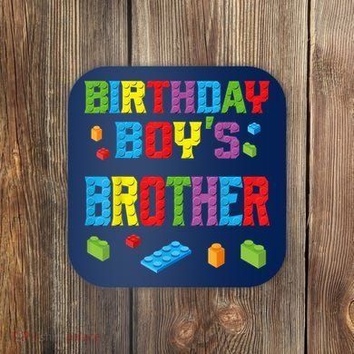Master Builder Birthday Boy's Brother Building Bricks Blocks Coaster
