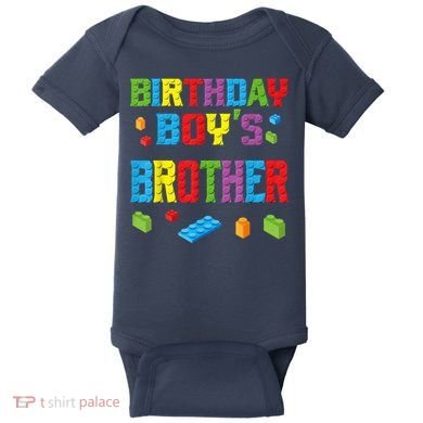 Master Builder Birthday Boy's Brother Building Bricks Blocks Baby Bodysuit