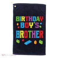Master Builder Birthday Boy's Brother Building Bricks Blocks Golf Towel thumb 0
