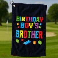Master Builder Birthday Boy's Brother Building Bricks Blocks Golf Towel thumb 1
