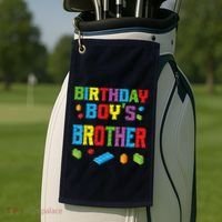 Master Builder Birthday Boy's Brother Building Bricks Blocks Golf Towel thumb 2