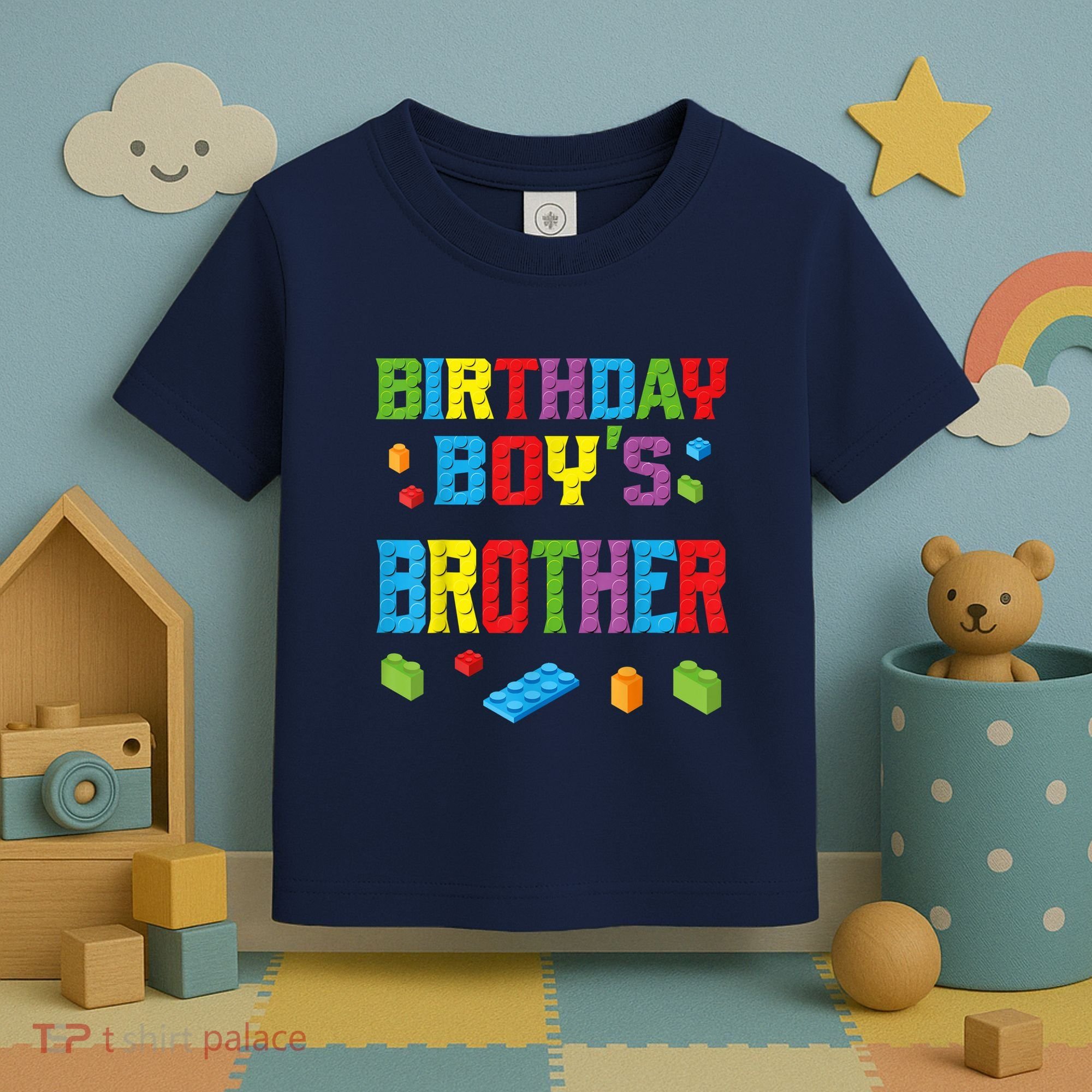 Master Builder Birthday Boy's Brother Building Bricks Blocks Toddler T-Shirt