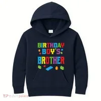 Master Builder Birthday Boy's Brother Building Bricks Blocks Kids Hoodie thumb 0
