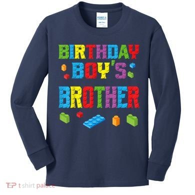 Master Builder Birthday Boy's Brother Building Bricks Blocks Kids Long Sleeve Shirt