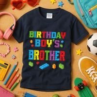 Master Builder Birthday Boy's Brother Building Bricks Blocks Kids T-Shirt thumb 3