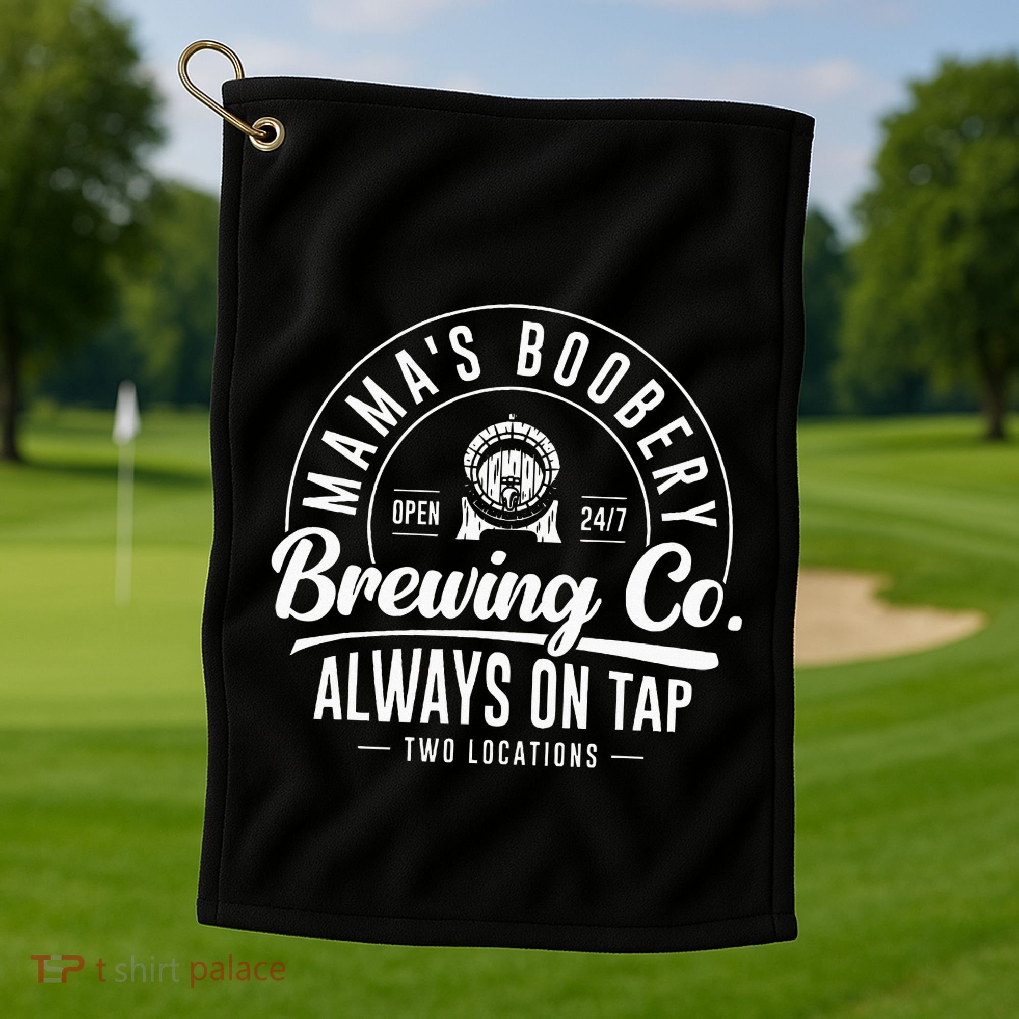 MamaS Boobery Brewing Co New Mom Breastfeeding Funny Golf Towel