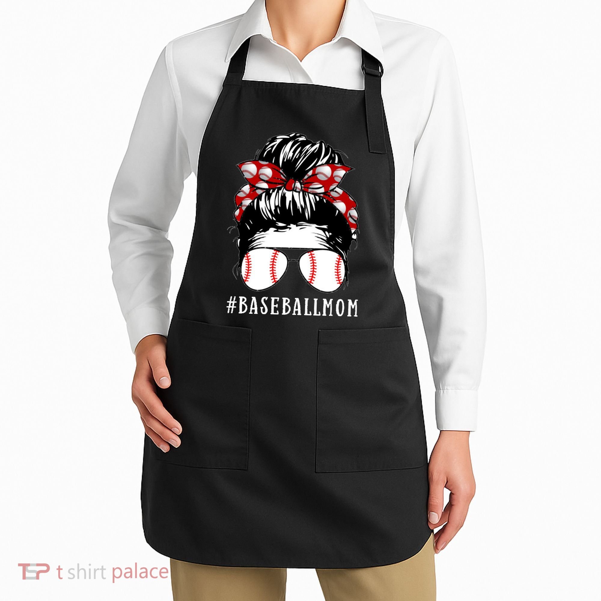 Messy Bun Baseball Mom Apron