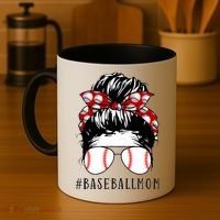 Messy Bun Baseball Mom Coffee Mug thumb 4