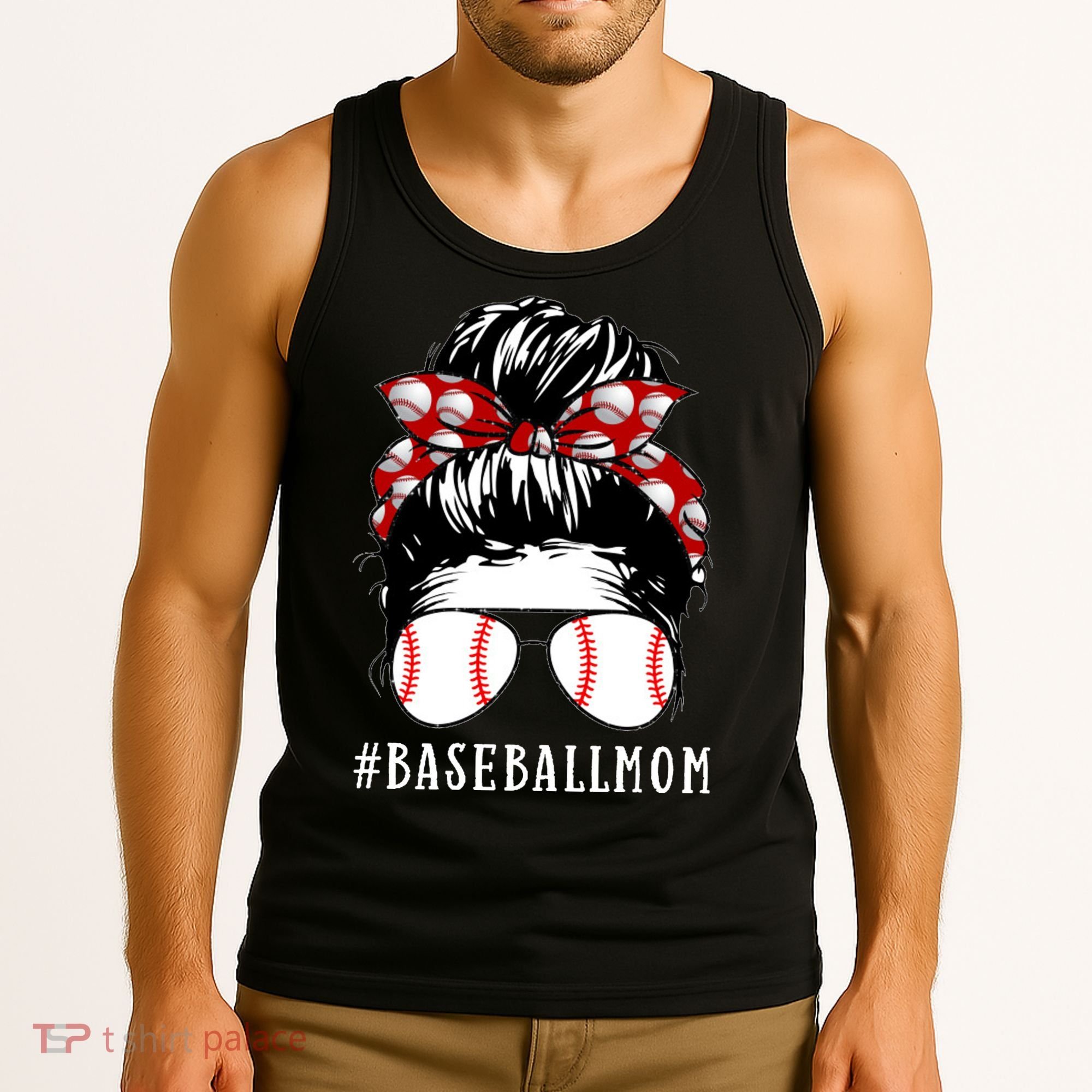 Messy Bun Baseball Mom Tank Top