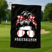 Messy Bun Baseball Mom Golf Towel thumb 1