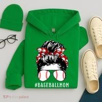 Messy Bun Baseball Mom Hoodie thumb 4