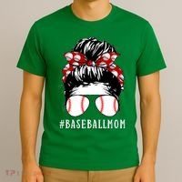 Messy Bun Baseball Mom T-Shirt thumb 3