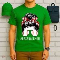 Messy Bun Baseball Mom T-Shirt thumb 6