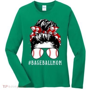 Messy Bun Baseball Mom Women's Long Sleeve Shirt