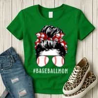 Messy Bun Baseball Mom Women's T-Shirt thumb 3