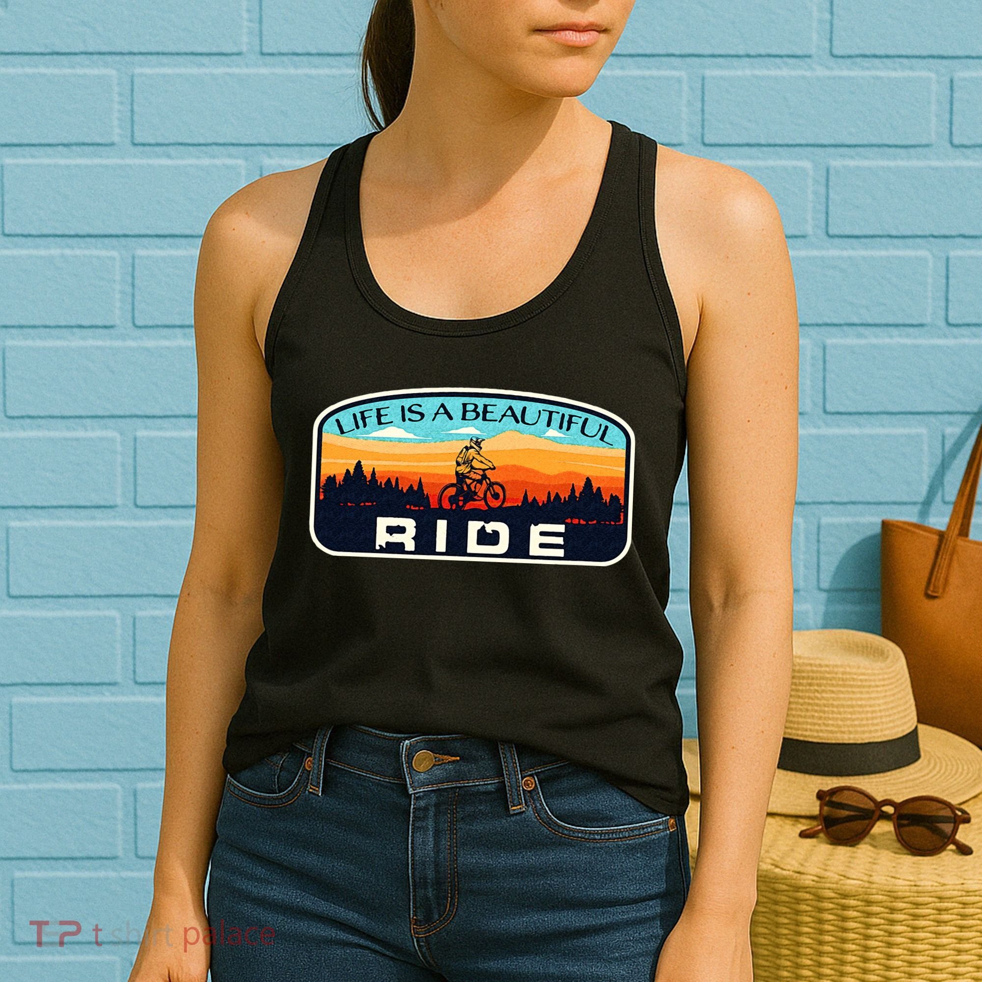 Mountain Bike Biking Cycling Retro MTB Trail Enthusiast Idea Women's Tank Top