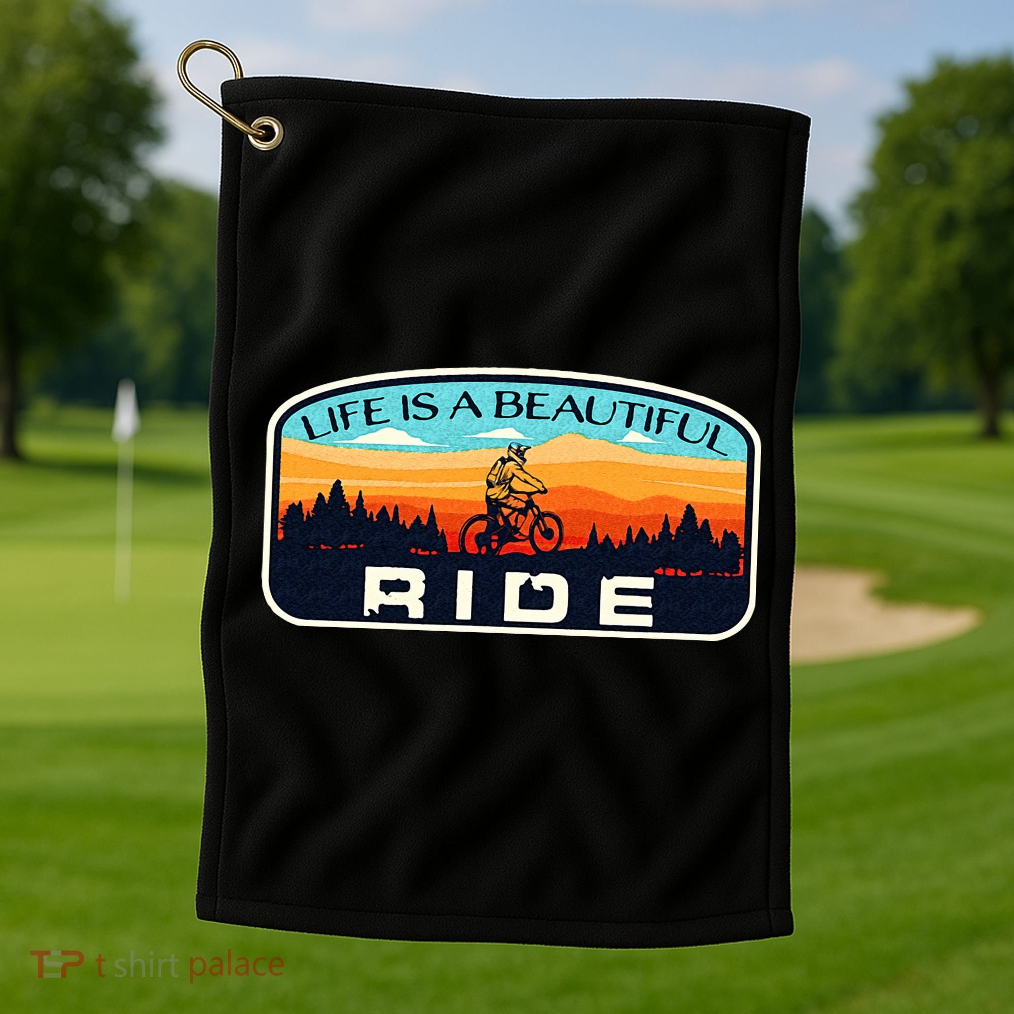 Mountain Bike Biking Cycling Retro MTB Trail Enthusiast Idea Golf Towel