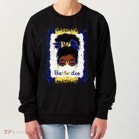 Messy Bun Barbados Flag Woman Girl Women's Sweatshirt thumb 0