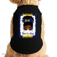 Messy Bun Barbados Flag Woman Girl Doggie Tank thumb 0
