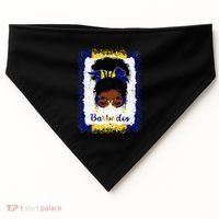 Messy Bun Barbados Flag Woman Girl USA-Made Doggie Bandana thumb 0