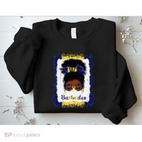 Messy Bun Barbados Flag Woman Girl Sweatshirt thumb 2