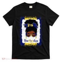 Messy Bun Barbados Flag Woman Girl T-Shirt thumb 0
