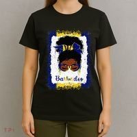 Messy Bun Barbados Flag Woman Girl T-Shirt thumb 4