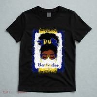 Messy Bun Barbados Flag Woman Girl T-Shirt thumb 5