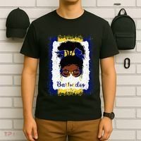 Messy Bun Barbados Flag Woman Girl T-Shirt thumb 6