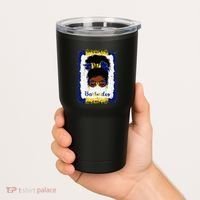 Messy Bun Barbados Flag Woman Girl Tumbler thumb 2