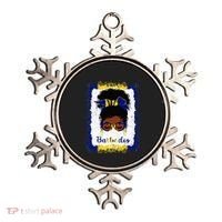 Messy Bun Barbados Flag Woman Girl Ornament thumb 0