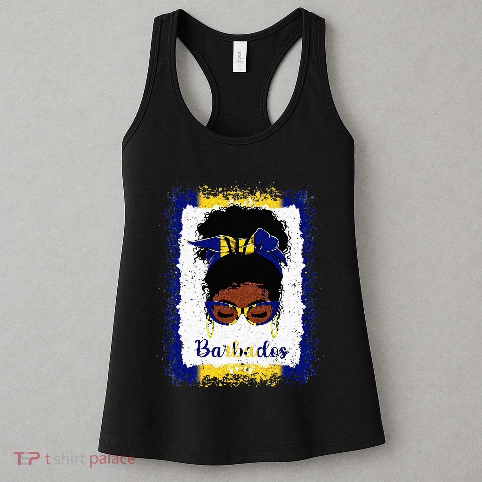 Messy Bun Barbados Flag Woman Girl Women's Tank Top