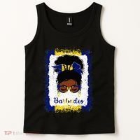 Messy Bun Barbados Flag Woman Girl Tank Top thumb 2