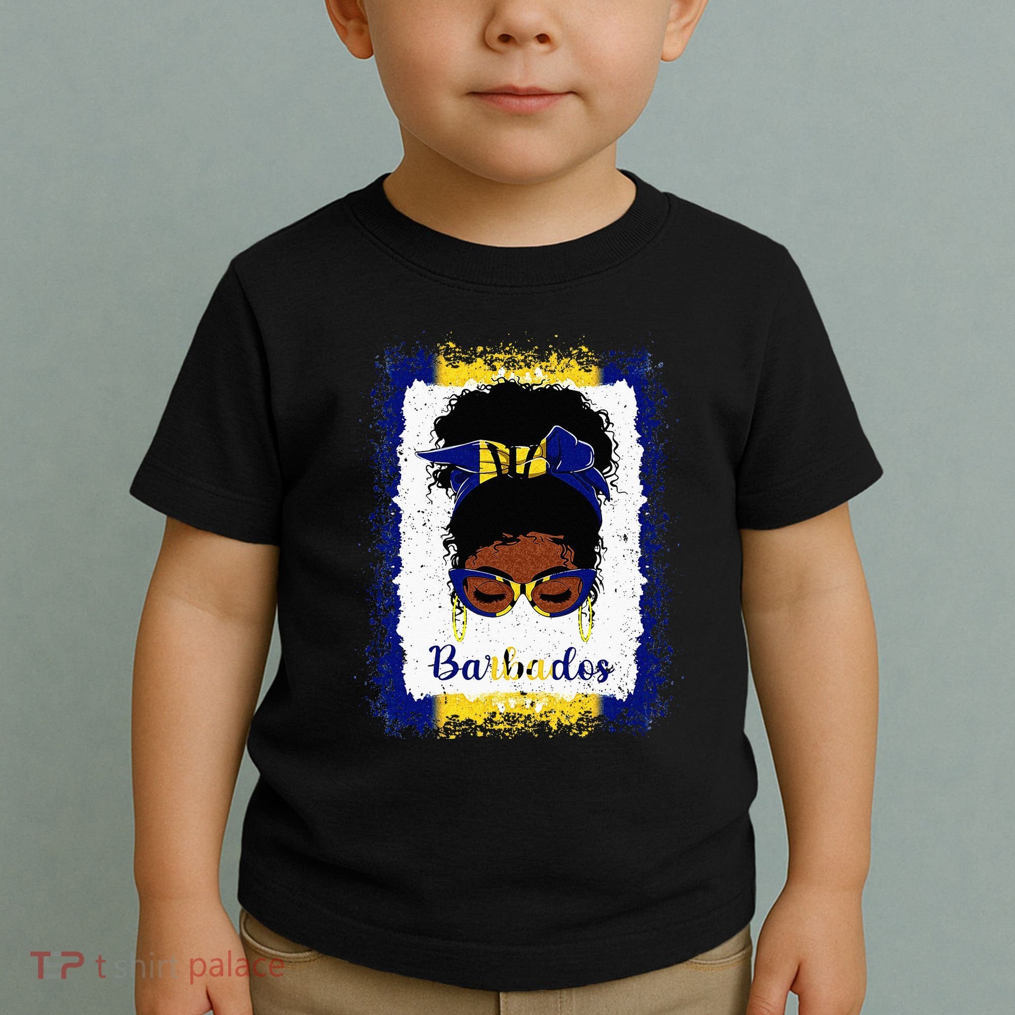 Messy Bun Barbados Flag Woman Girl Toddler T-Shirt