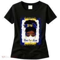 Messy Bun Barbados Flag Woman Girl Women's T-Shirt thumb 0