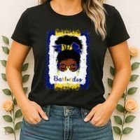 Messy Bun Barbados Flag Woman Girl Women's T-Shirt thumb 2