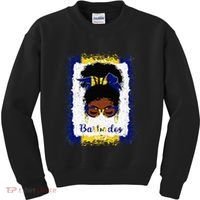 Messy Bun Barbados Flag Woman Girl Kids Sweatshirt thumb 0