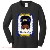 Messy Bun Barbados Flag Woman Girl Kids Long Sleeve Shirt thumb 0