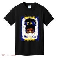 Messy Bun Barbados Flag Woman Girl Kids T-Shirt thumb 0