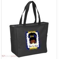 Messy Bun Barbados Flag Woman Girl Tote Bag thumb 2