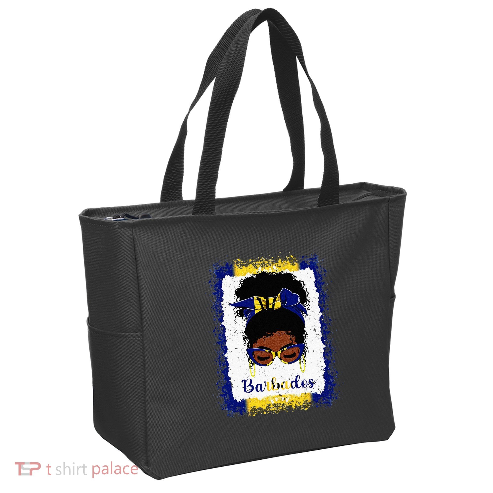Messy Bun Barbados Flag Woman Girl Tote Bag