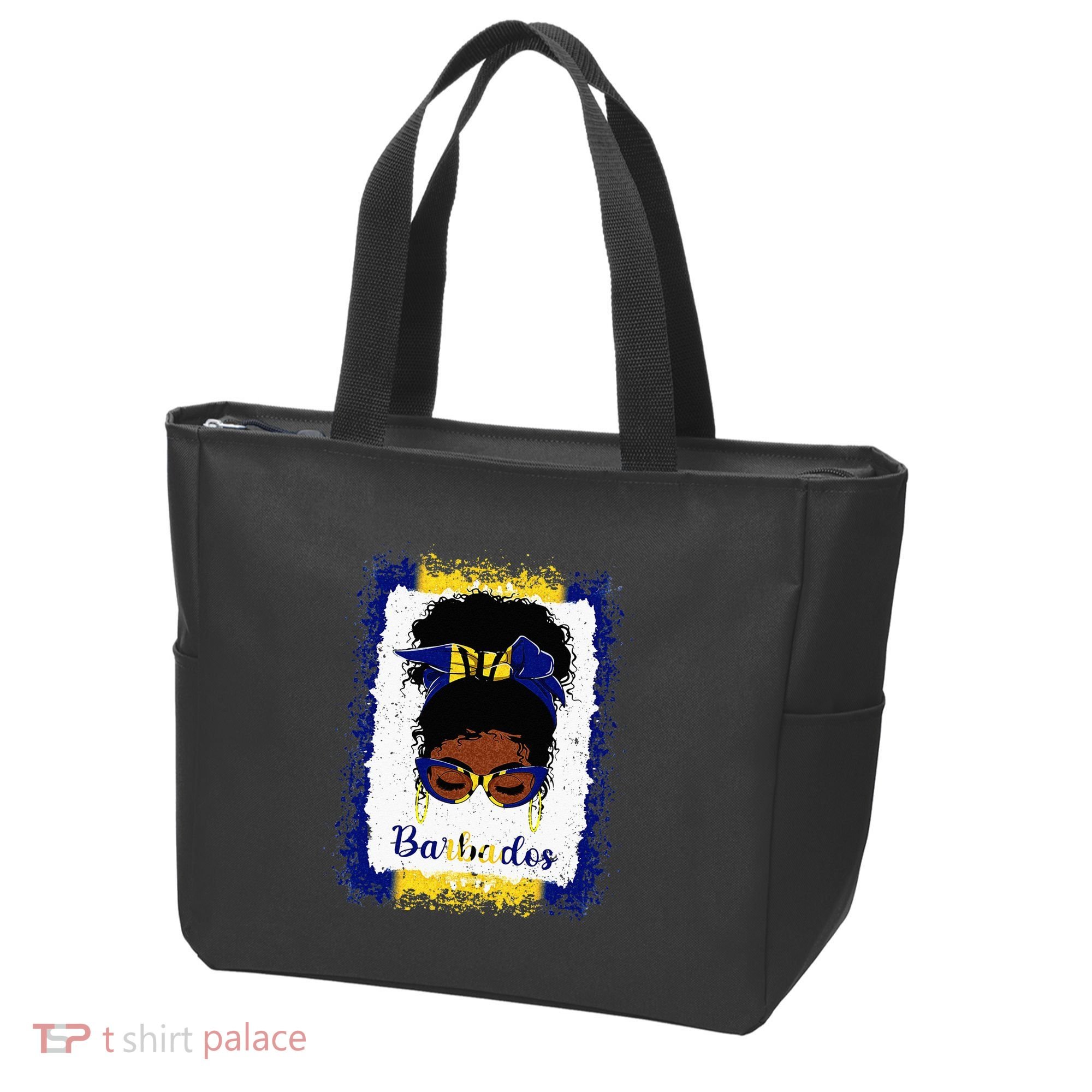 Messy Bun Barbados Flag Woman Girl Tote Bag