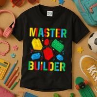 Master Builder Building Blocks Brick Toy Master Builder Kids T-Shirt thumb 3