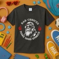 Monkey Bad Choices Make Good Stories Kids T-Shirt thumb 3