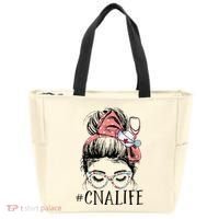 Messy Bun CNA Life Women Funny Certified Nursing Assistant Tote Bag thumb 0