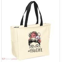 Messy Bun CNA Life Women Funny Certified Nursing Assistant Tote Bag thumb 2