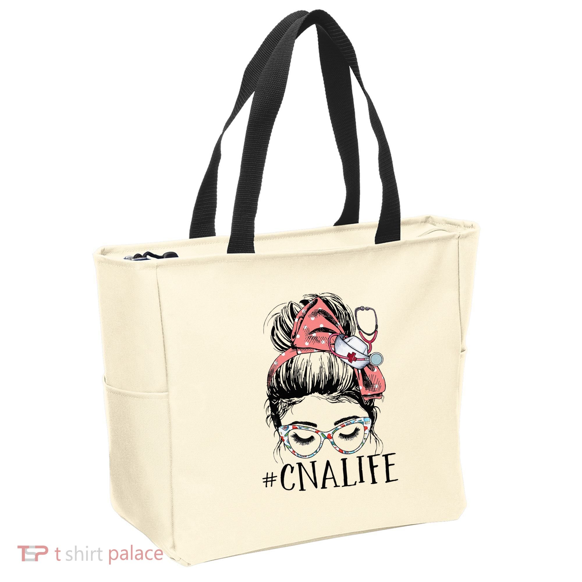 Messy Bun CNA Life Women Funny Certified Nursing Assistant Tote Bag