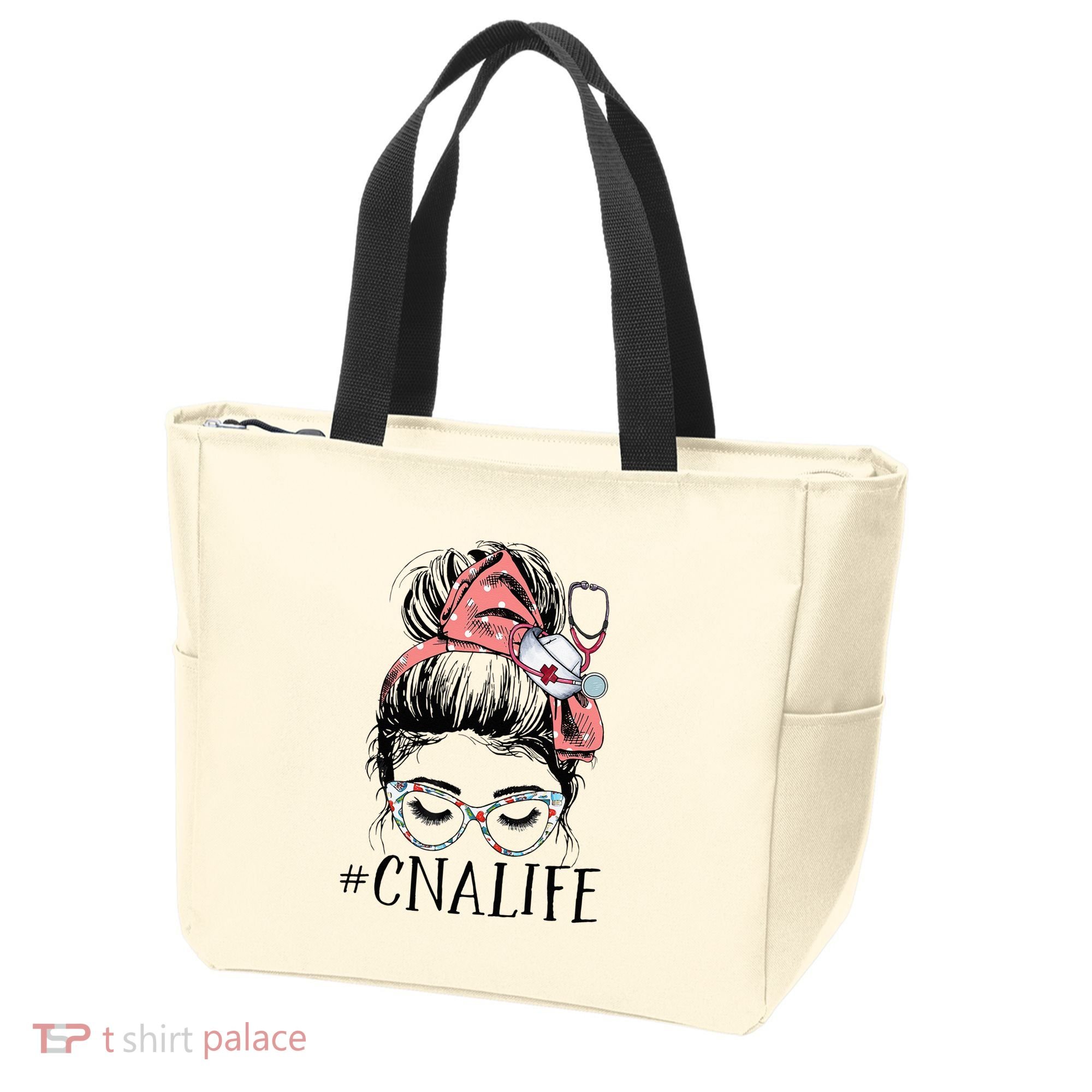 Messy Bun CNA Life Women Funny Certified Nursing Assistant Tote Bag