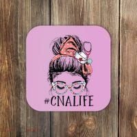 Messy Bun CNA Life Women Funny Certified Nursing Assistant Coaster thumb 0