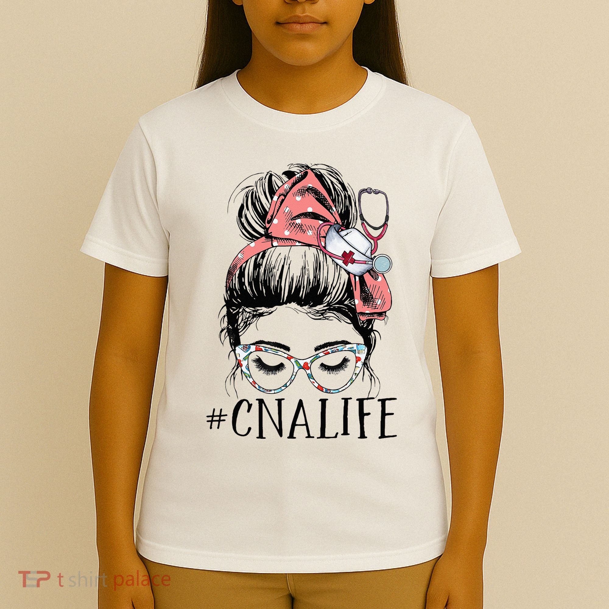 Messy Bun CNA Life Women Funny Certified Nursing Assistant T-Shirt